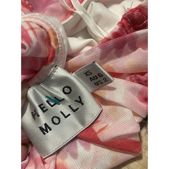 Hello Molly TOTALLY FABULOUS Strapless Mesh Ruched Mini Dress Floral Size XS - Picture 5 of 7